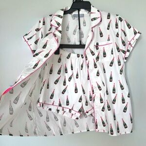 Toss Designs Champagne Bottle Print Short Pajama Set Size L